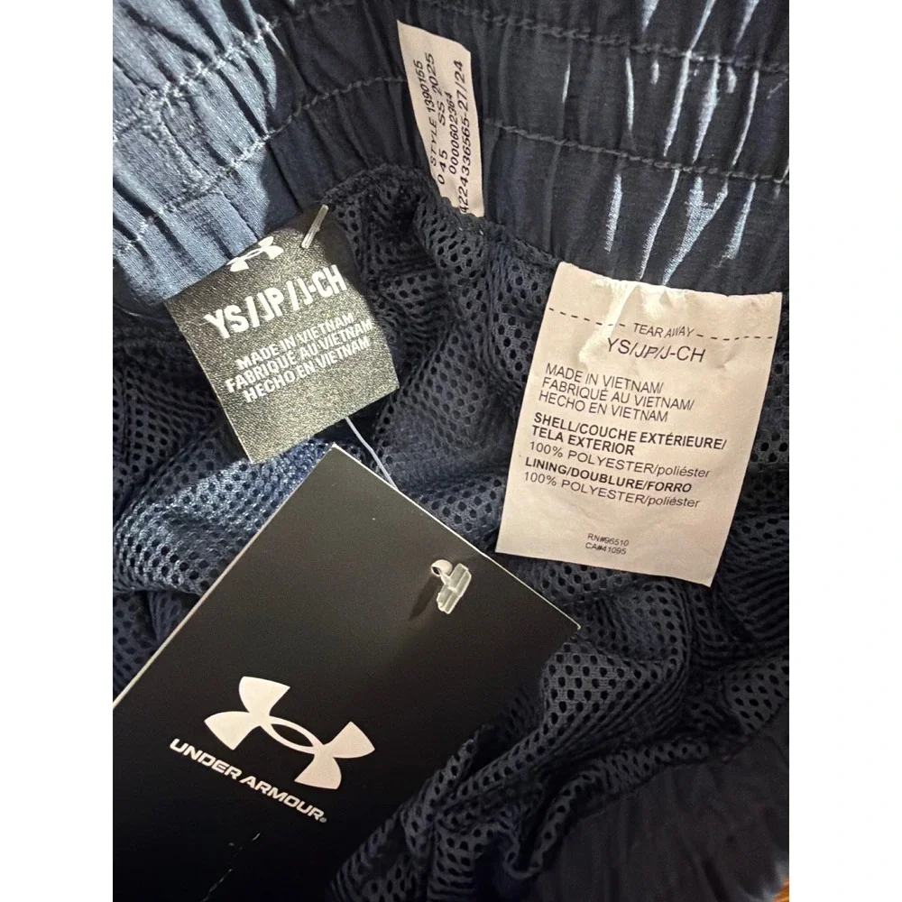 Under Armour Rival Woven Pants Boy Small Blue Gray Mesh Lined Athletic Track NEW